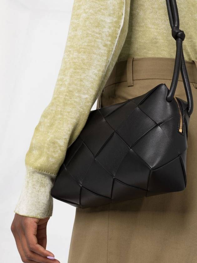 Luxury Bottega Veneta Cassette Intrecciato Small Cross Bag Black