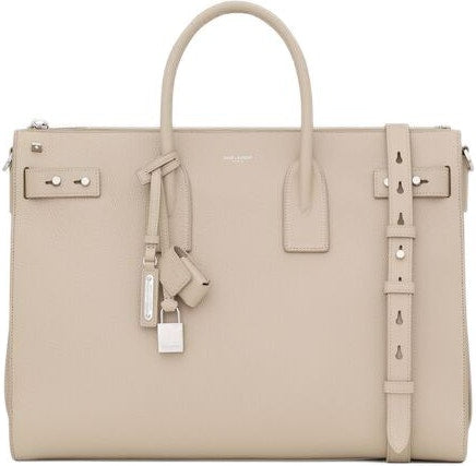 Luxury Saint Laurent Trending 2025 Men's Sac De Jour Leather Tote Bag in Sea Salt | 737586DTI0E9607