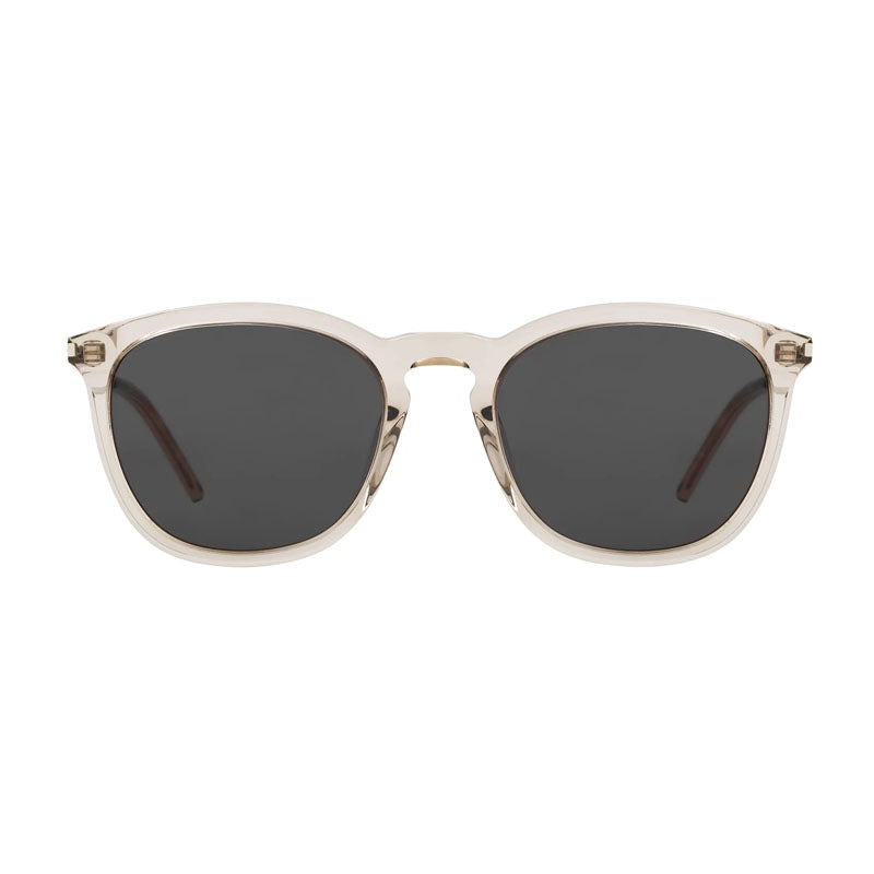 Saint Laurent Sunglasses Square Full Rim, Shiny Transparent Brown Frame and Black Lens SL360005