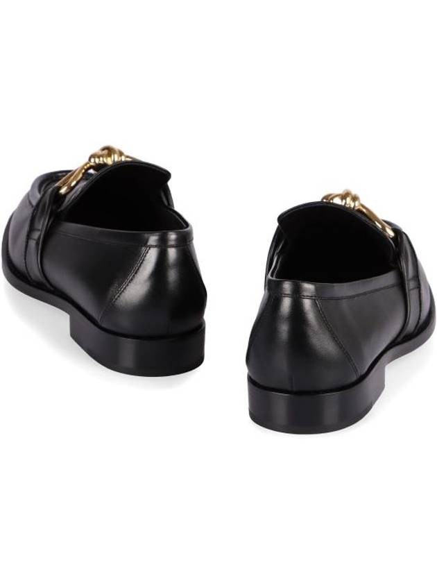 Luxury Bottega Veneta Astaire Signature Metallic Knot Detail Leather Loafers Black