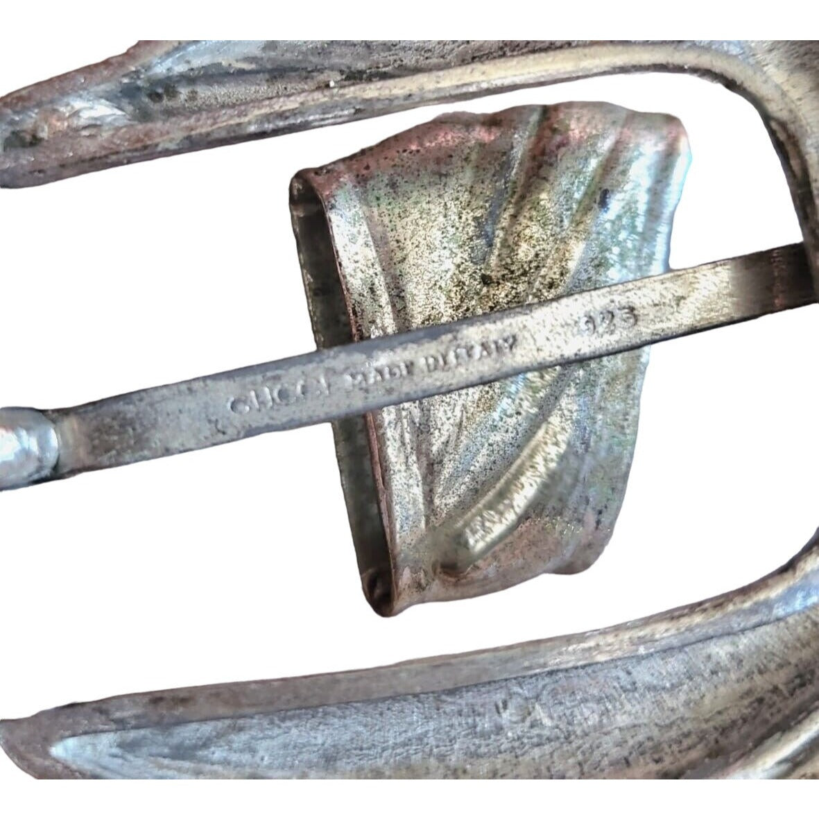 Gucci, wide, asymmetrical, brown crocodile & smooth leather belt with sterling silver hardware