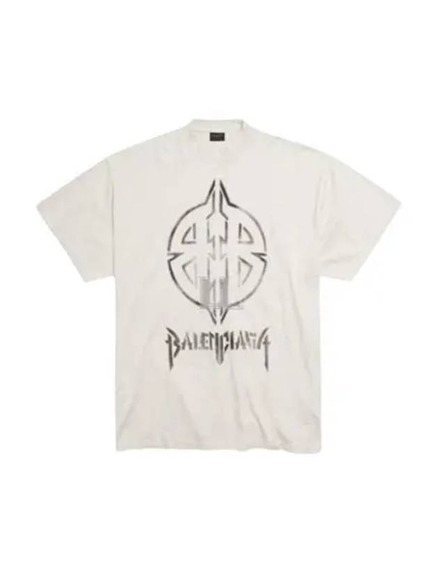 Luxury Balenciaga Trending 2025 Metal BB Stencil Cotton Short Sleeve T-Shirt White