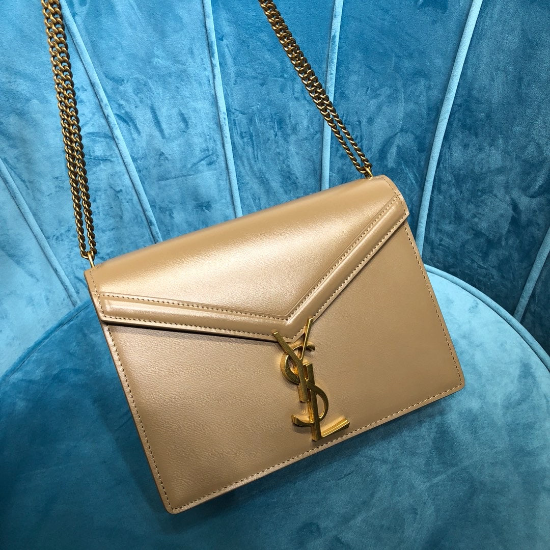 YSSL Cassandra Medium Chain Bag Dark Beige For Women 8.7in/22cm YSL