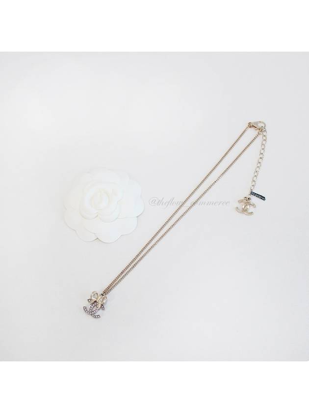 CC Logo Ribbon Necklace Gold Chanel