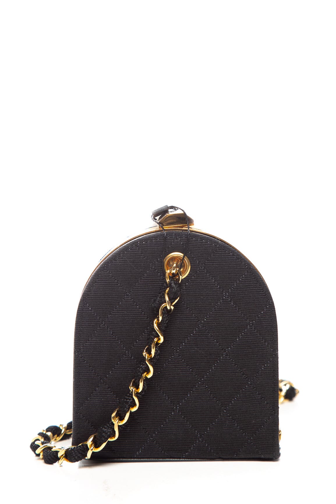 Chanel 1990 Black Quilted Canvas Mini Box Clutch Bag
