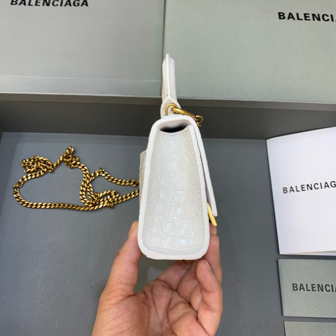 Top Quality Hourglass Mini Handbag With Chain In White, For Women, Bags 4.7in/12cm