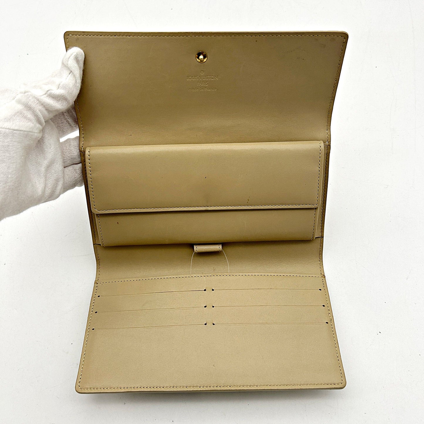 Louis Vuitton Louis Vuitton Long Wallet Monogram Vernis Portefeuille Sarah Patent Leather Beige Women's lv8809bd