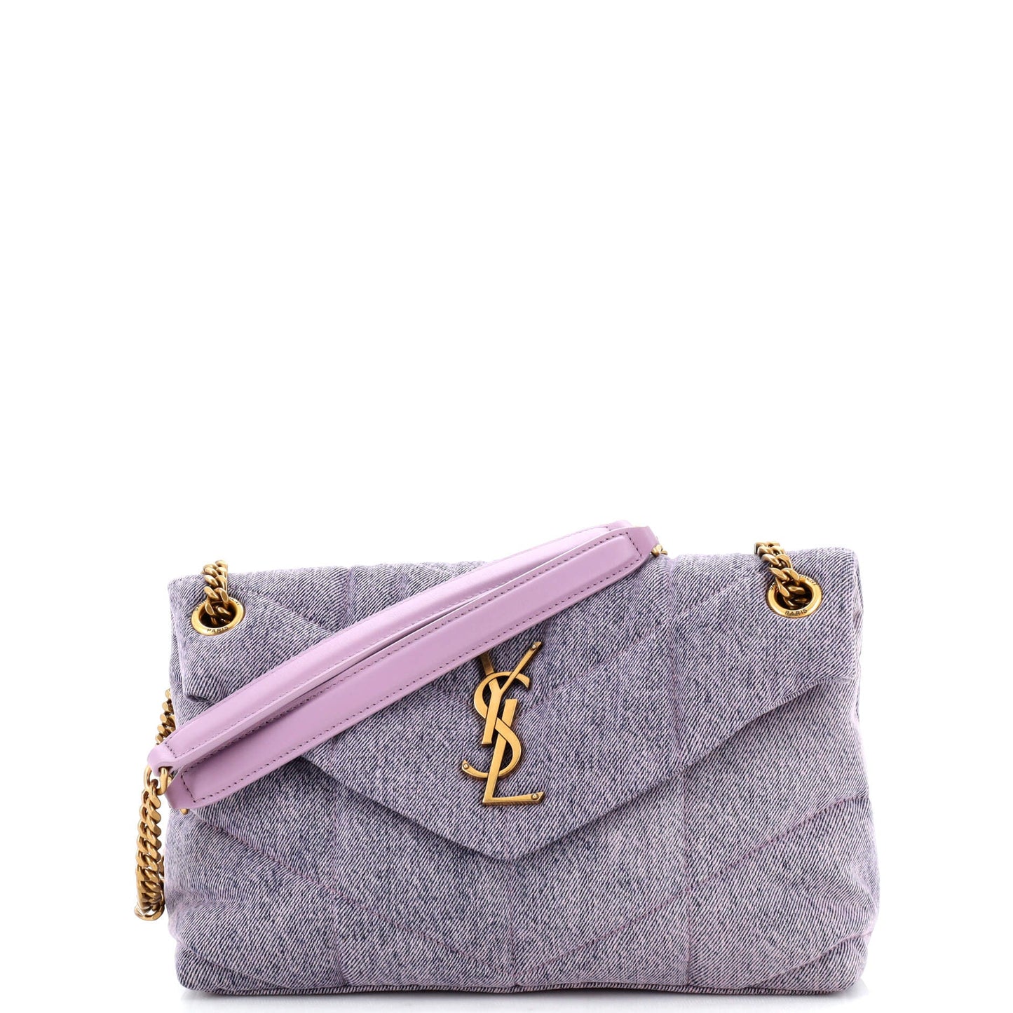 Luxury Saint Laurent Trending 2025 Loulou Puffer Shoulder Bag Quilted Denim Small
