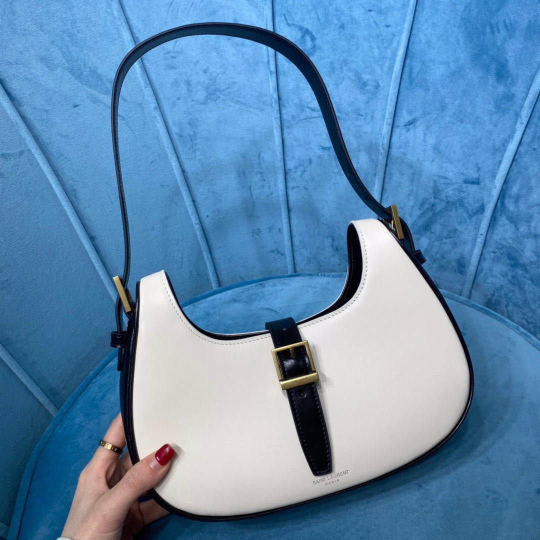 Top Quality Le Fermoir Hobo Bag White/Black For Women 9.5in/24cm YSL