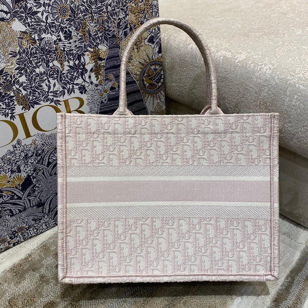 Top Quality MeTop Qualityum Book Tote Rose Des Vents Oblique Embroidery, Light Pink, For Women Women’s Handbags, 36cm CD M1296ZRIW_M912