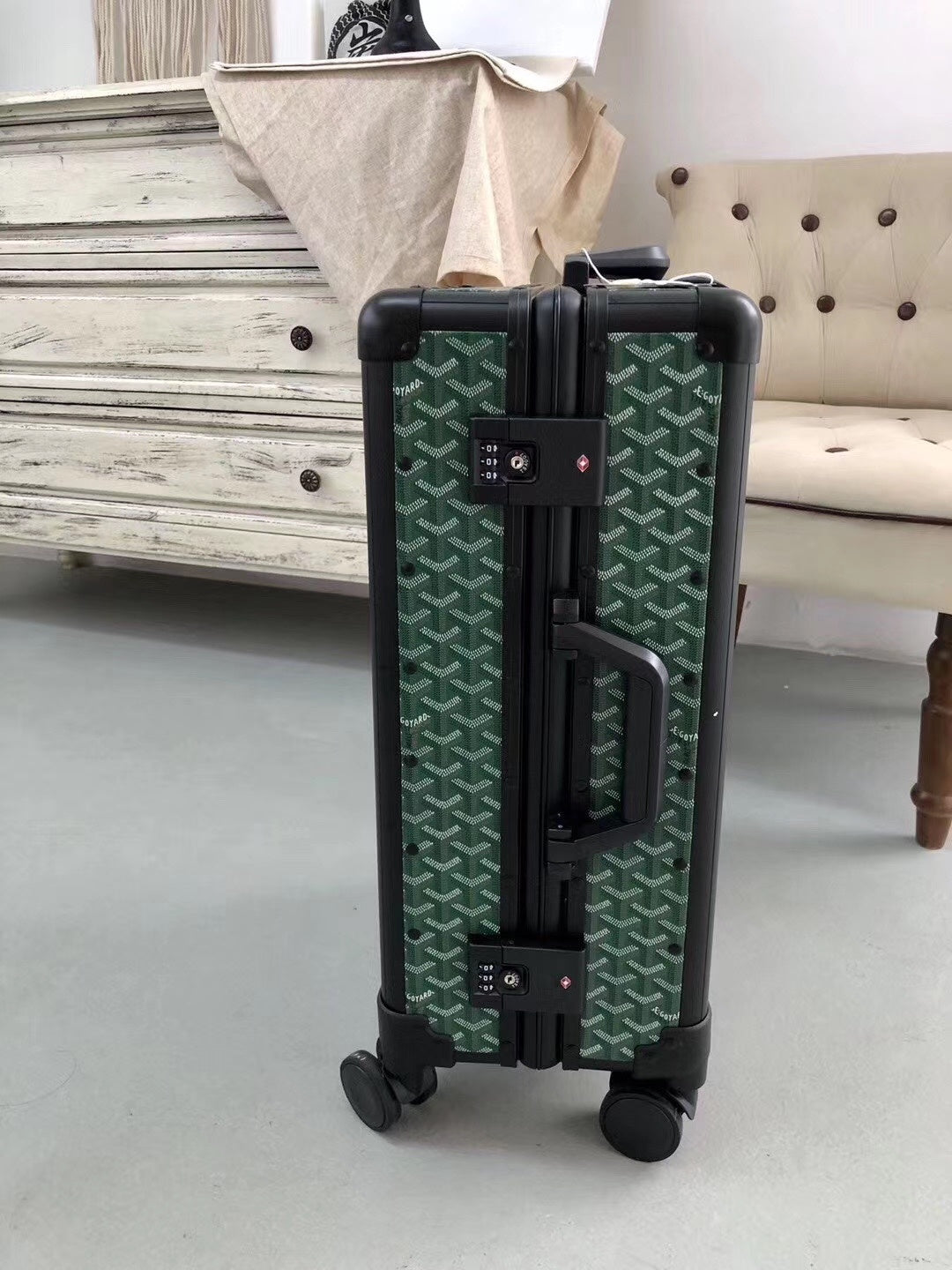Goyard Rolling Vali Green For Men, LuGucciage 20in/51cm Top Quality