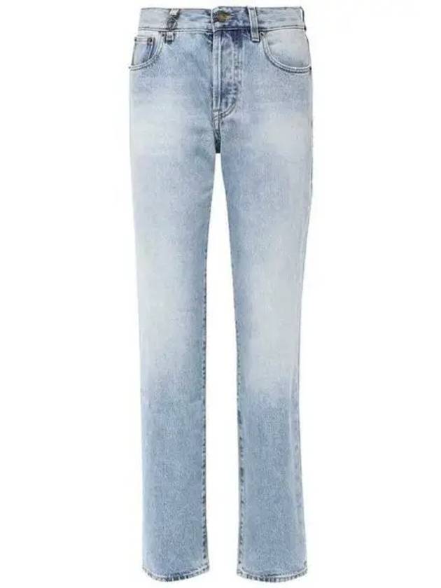 Luxury Saint Laurent Trending 2025 Women's Cassandre Jeans Hawaiian Blue