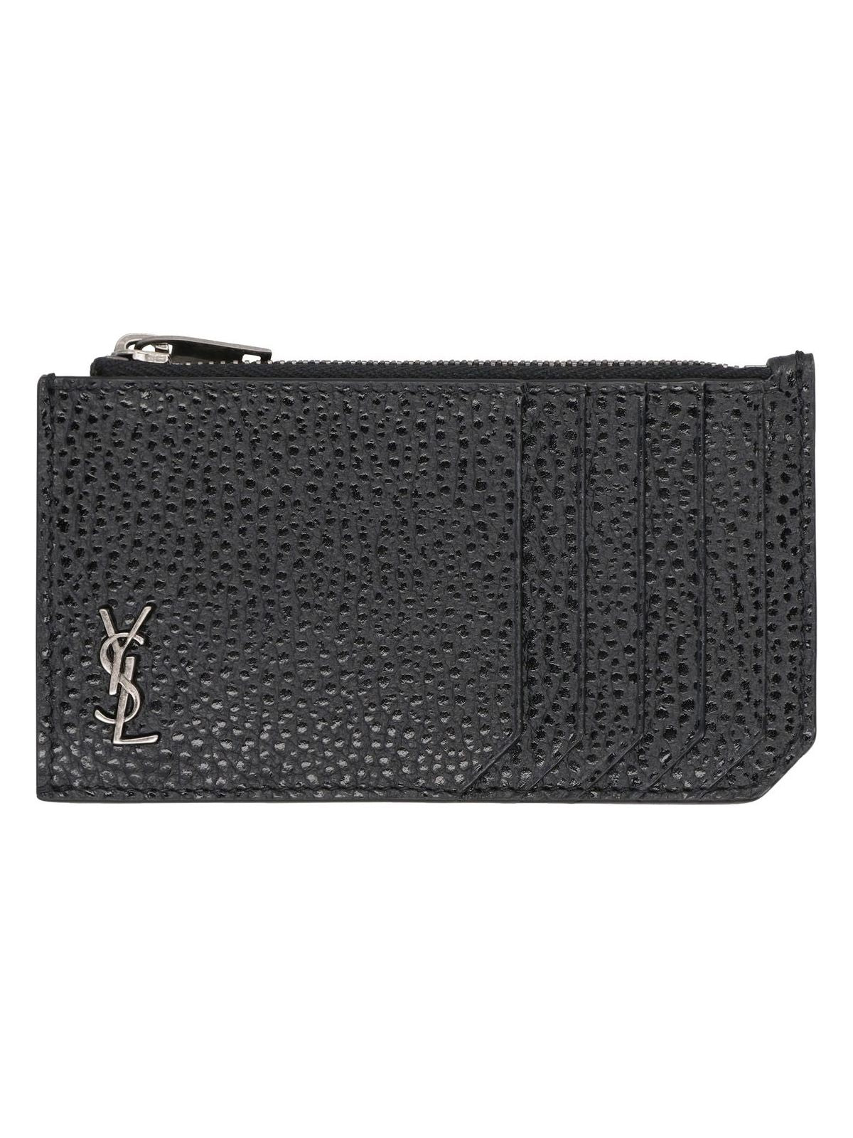 Luxury Saint Laurent Trending 2025 Men's Tiny Cassandre Leather Card Holder in Black | 629899AAC68 Color 1000