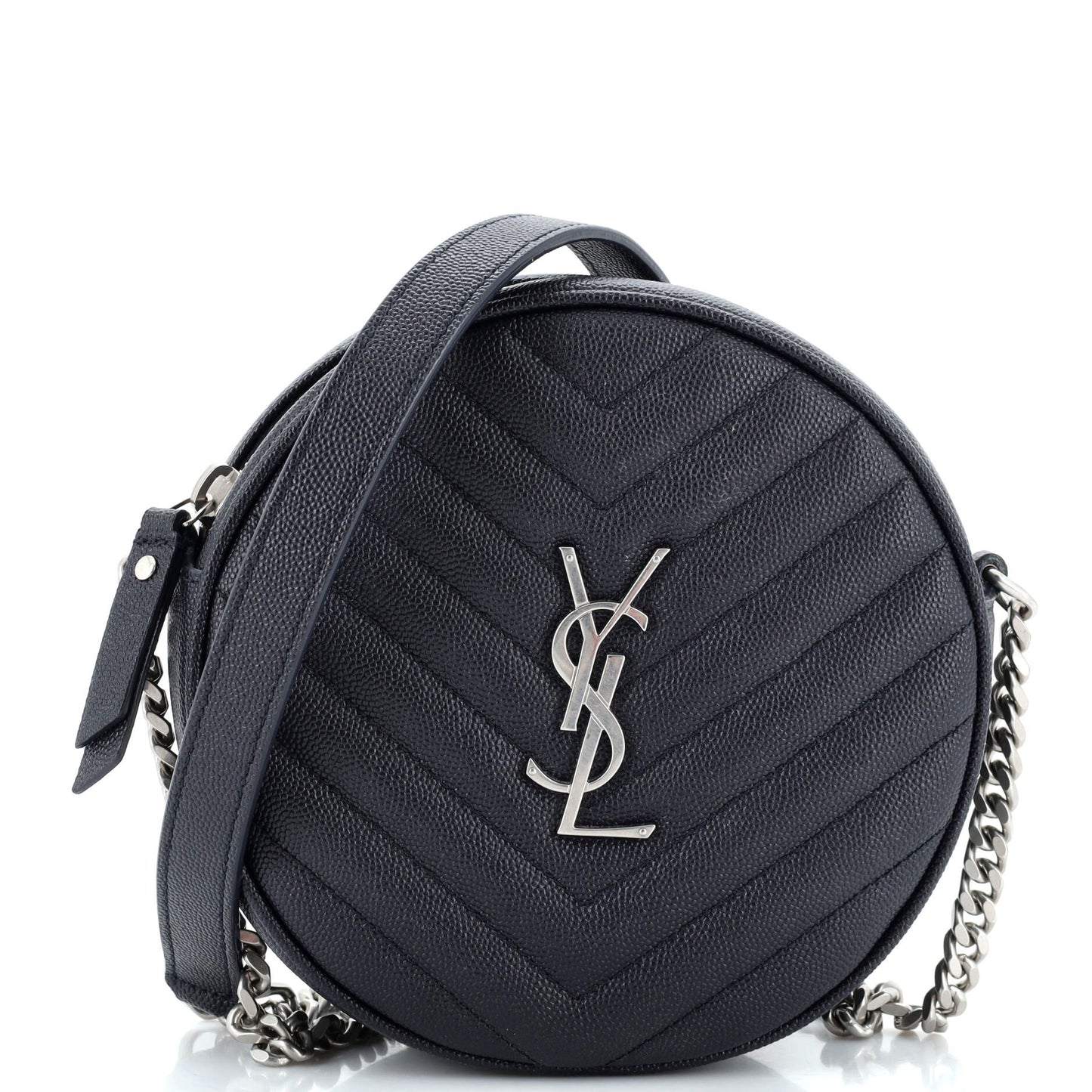 Luxury Saint Laurent Trending 2025 Vinyle Round Camera Bag Matelasse Chevron Leather