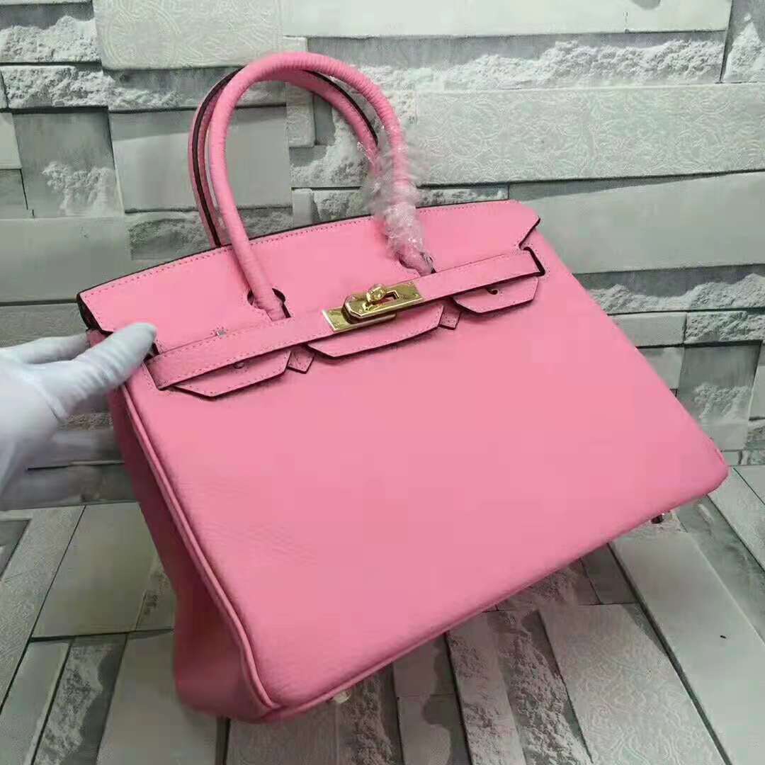 Top Quality Birkin Pink For Women Gold Toned Hardware 14in/35cm