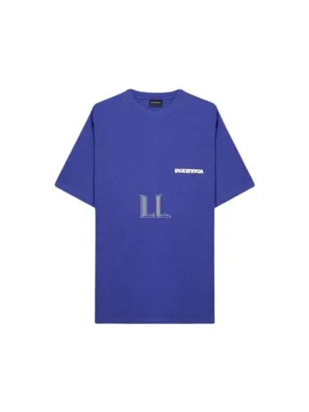 Luxury Balenciaga Trending 2025 Embroidered Logo Short Sleeve T-Shirt Blue
