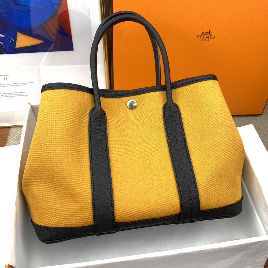 Top Quality Garden Party 36 Canvas Tote Bag Yellow/Black For Women, Womens Handbags, Shoulder Bags 14.2in/36cm