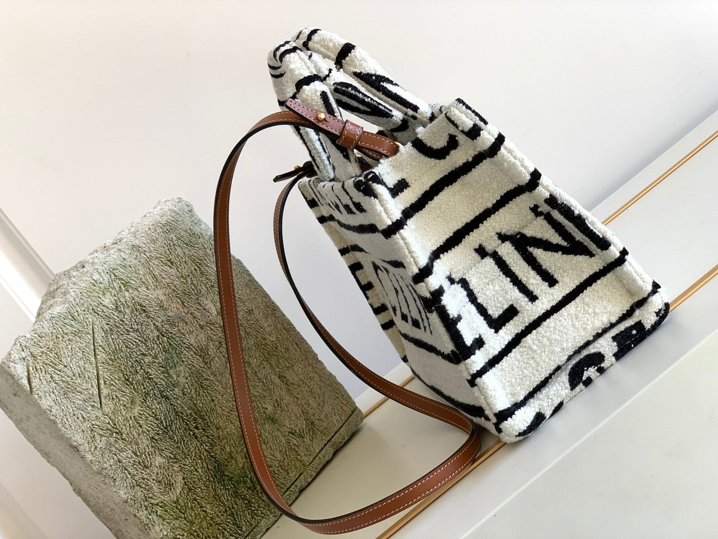 Top Quality Small Cabas Thais In Textile With Top Quality All-Over White / Black For Women 11in/29cm 199162EG8.01WB