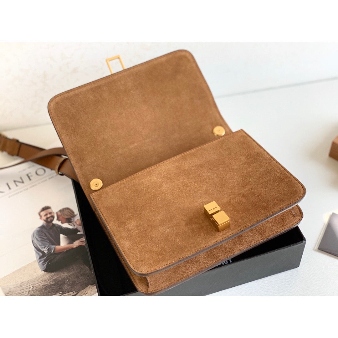 Top Quality Le Carre Satchel Brown For Women 9in/23cm YSL
