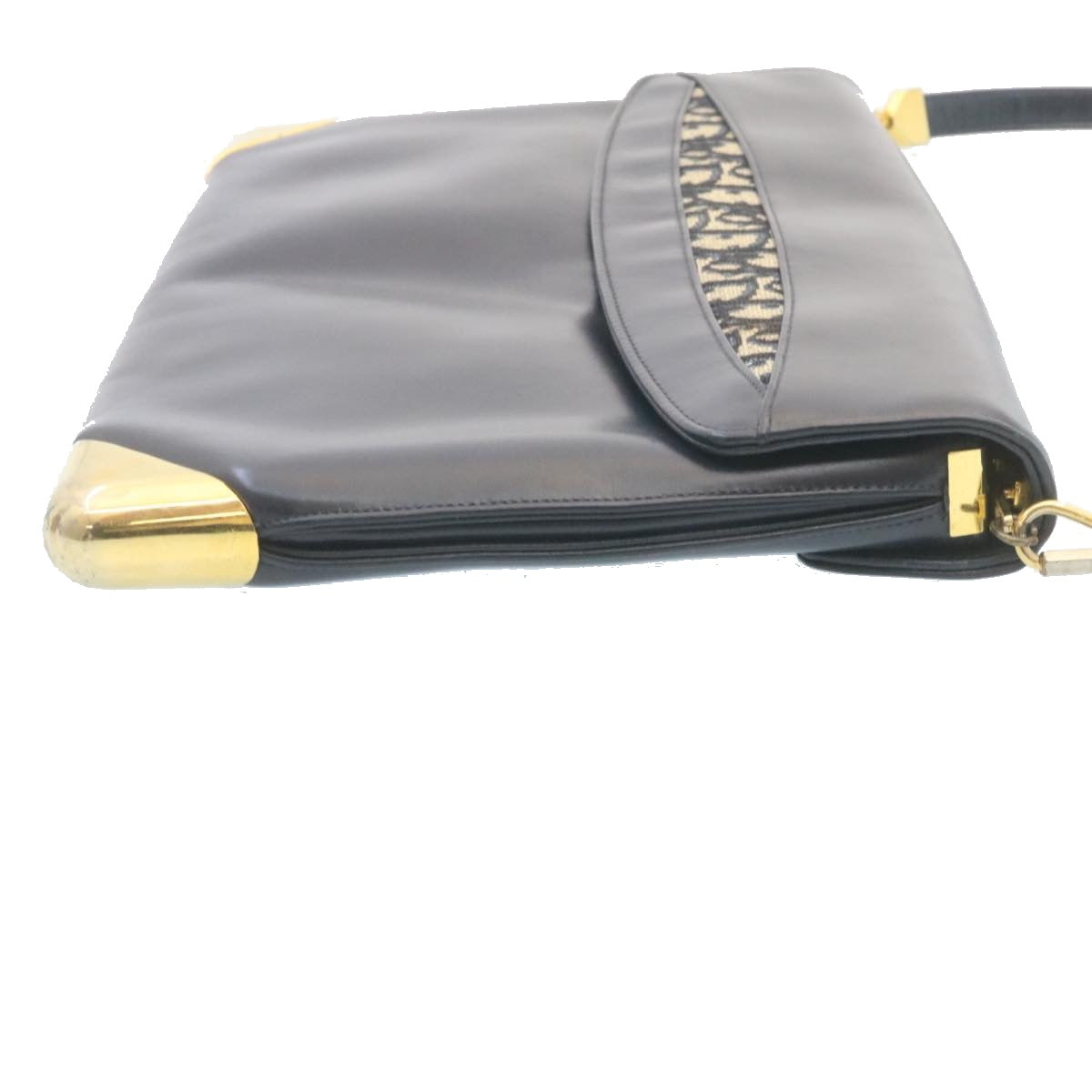 CHRISTIAN DIOR Trotter Canvas Shoulder Bag PVC Leather Blue am1903g