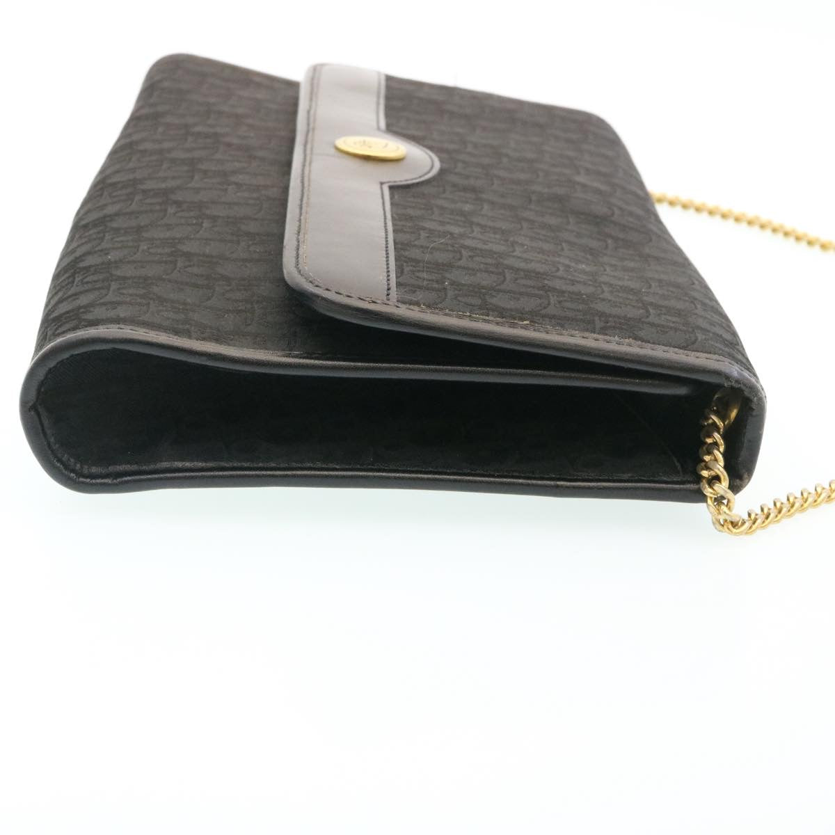 CHRISTIAN DIOR Trotter Canvas Chain Shoulder Bag Black am1985g