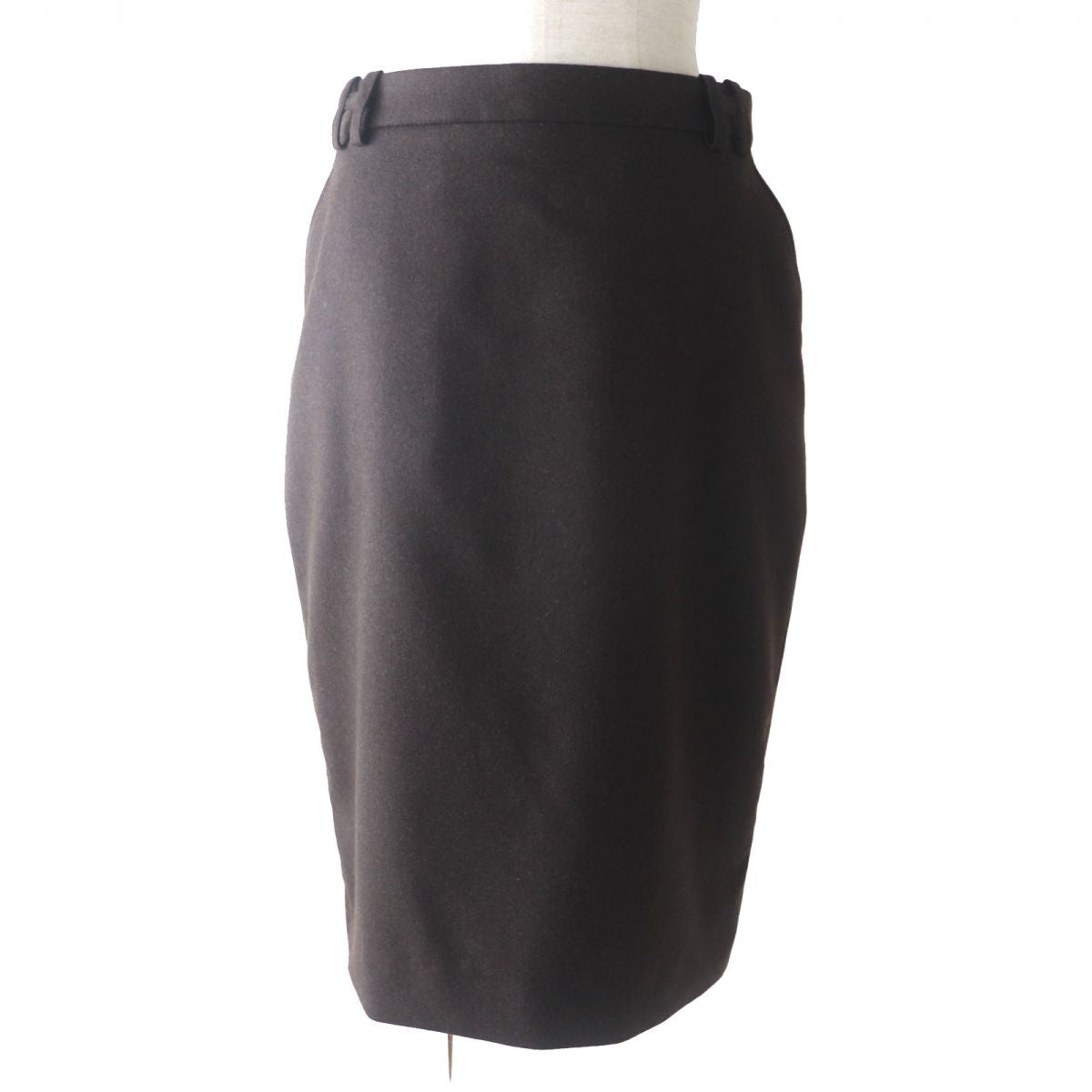 HERMES skirt Outer: 95% wool, Outer: 5% cashmere, Lining: 100% silk Dark brown Women 38 d