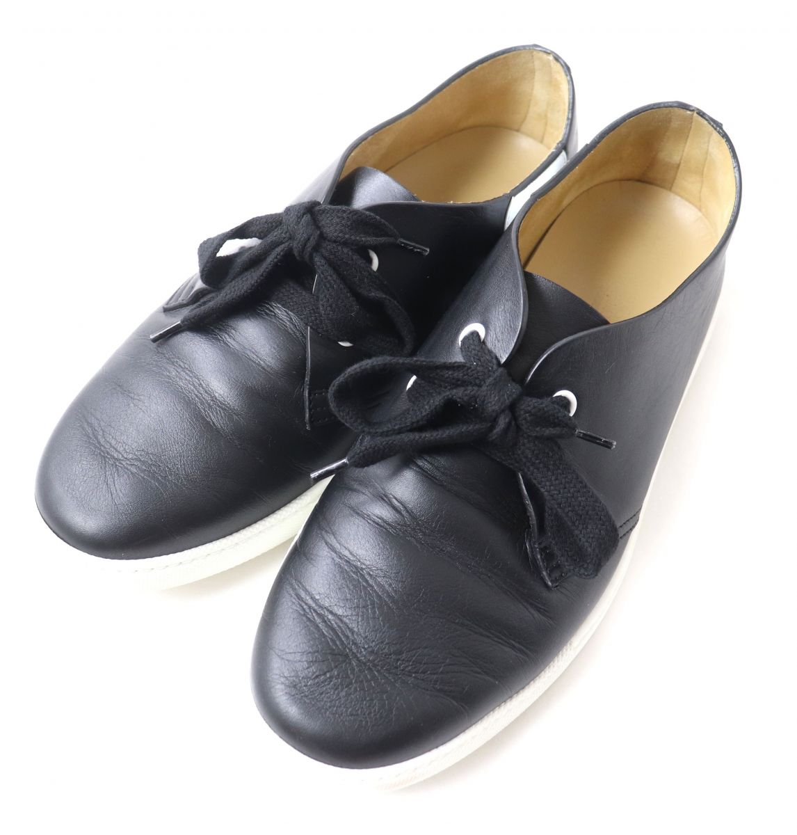 HERMES sneakers Main: Leather Black x white Women 39.5 d