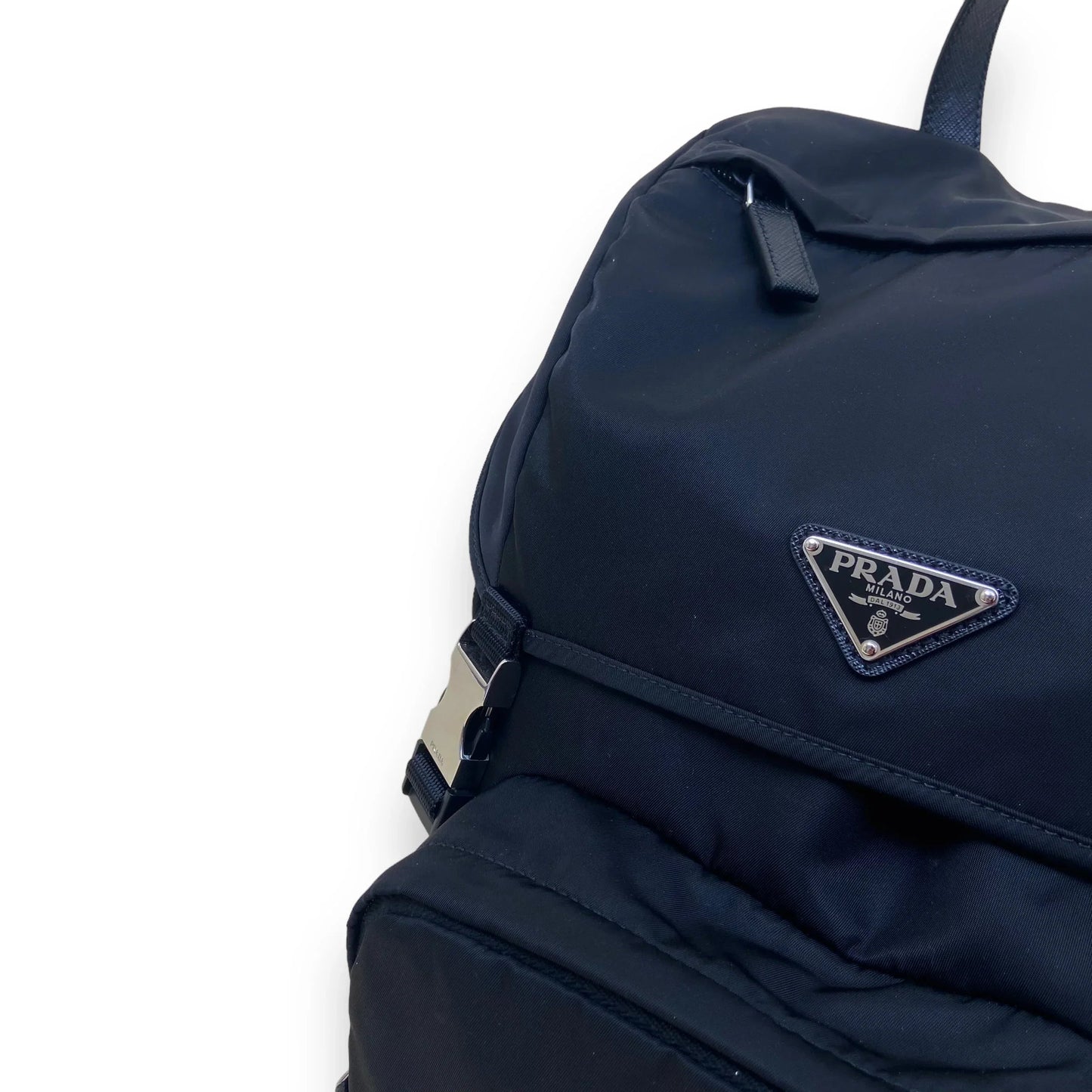 PRADA RE-NYLON AND SAFFIANO LEATHER BACKPACK BLACK