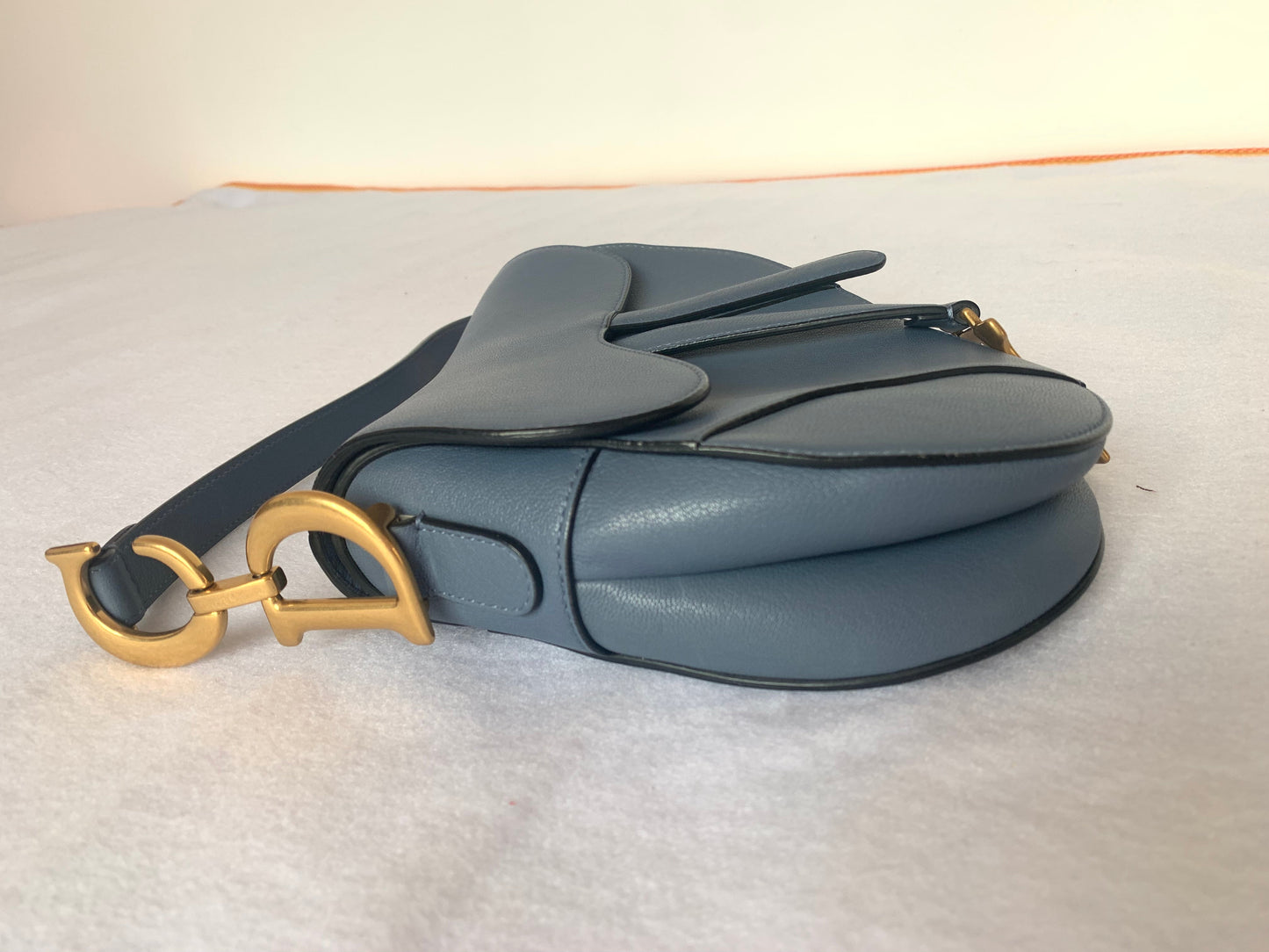 Dior Saddle Medium leather greyish blue