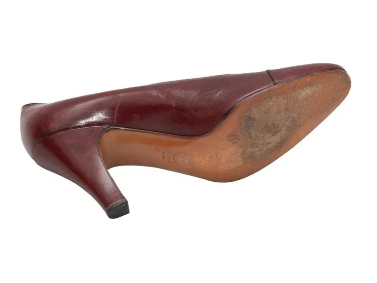 Brown Chanel Leather Pointed-Toe Pumps Size 36