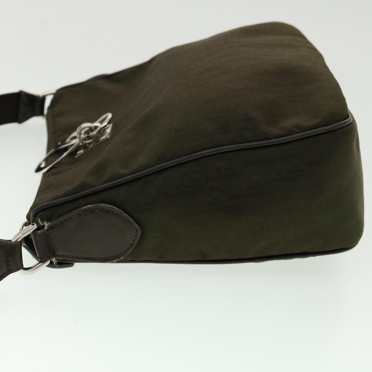 CHRISTIAN DIOR Trotter Canvas Shoulder Bag Khaki ki2109