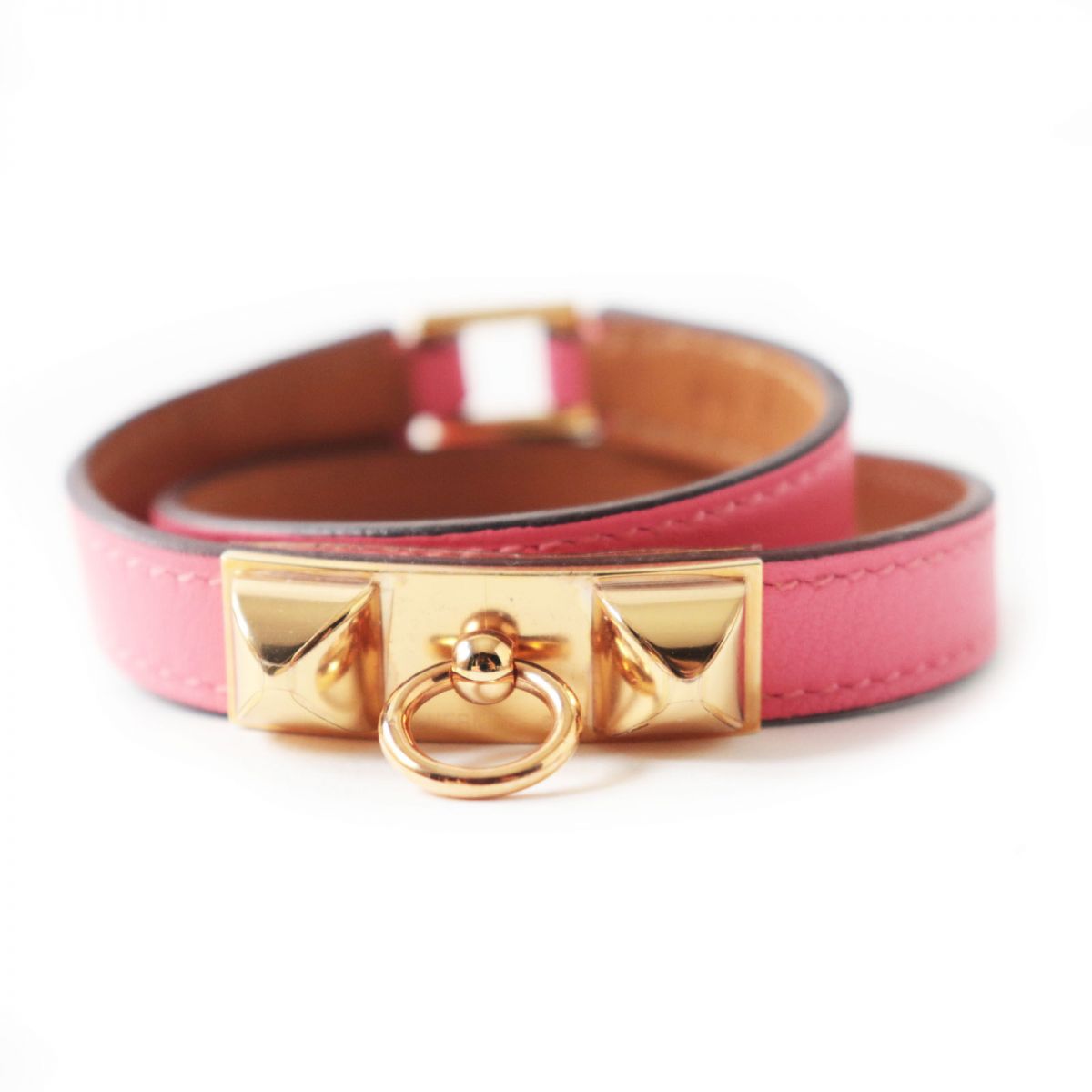 HERMES bracelet Main: Vaux Swift Rose Azare x Gold Metal Women S d