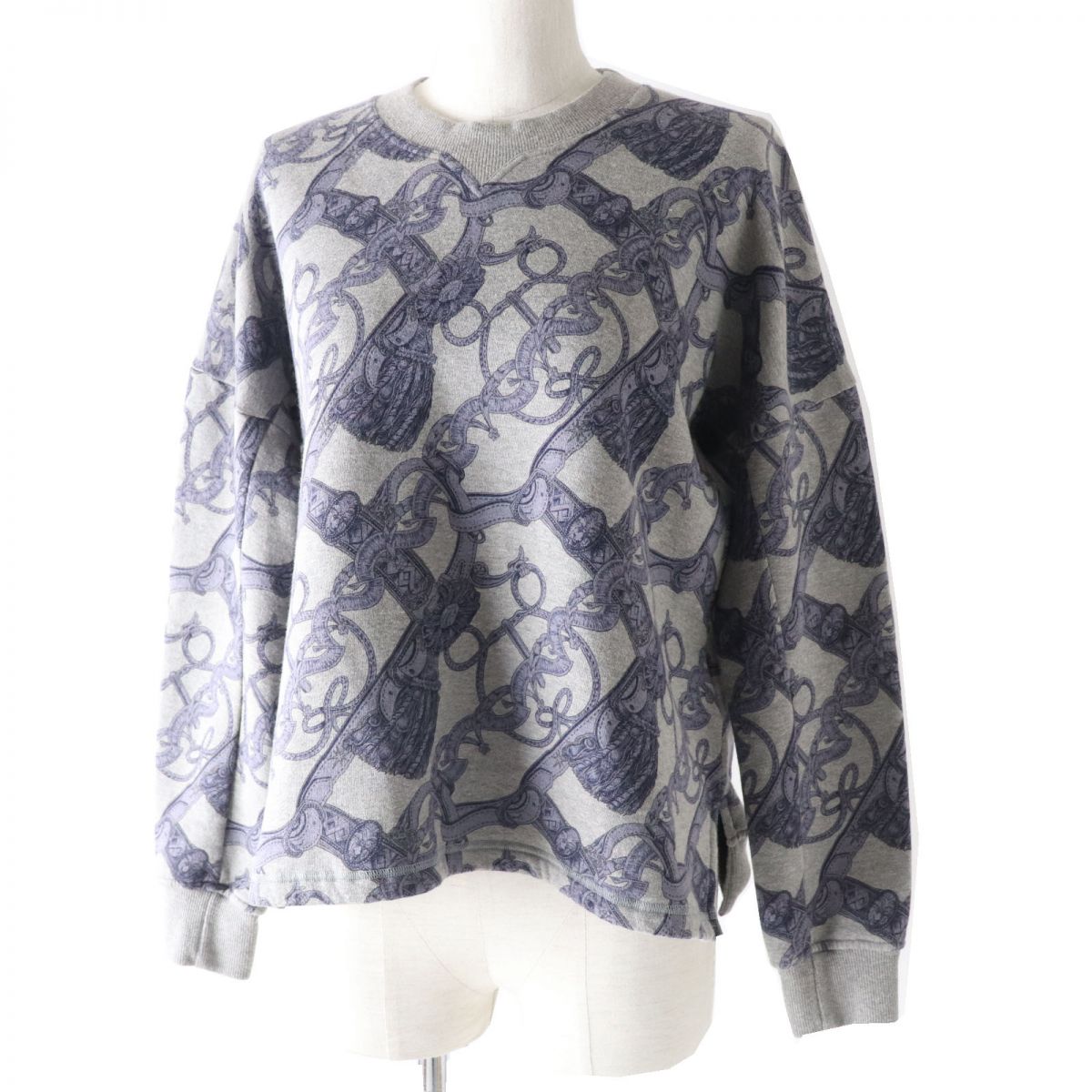 HERMES sweat Main: 86% cotton, Main: 14% camel, Part: 74% cotton, Part: 18% camel, Part: 8% polyurethane Gray x purple<br>Bride de Cour Women 34 d