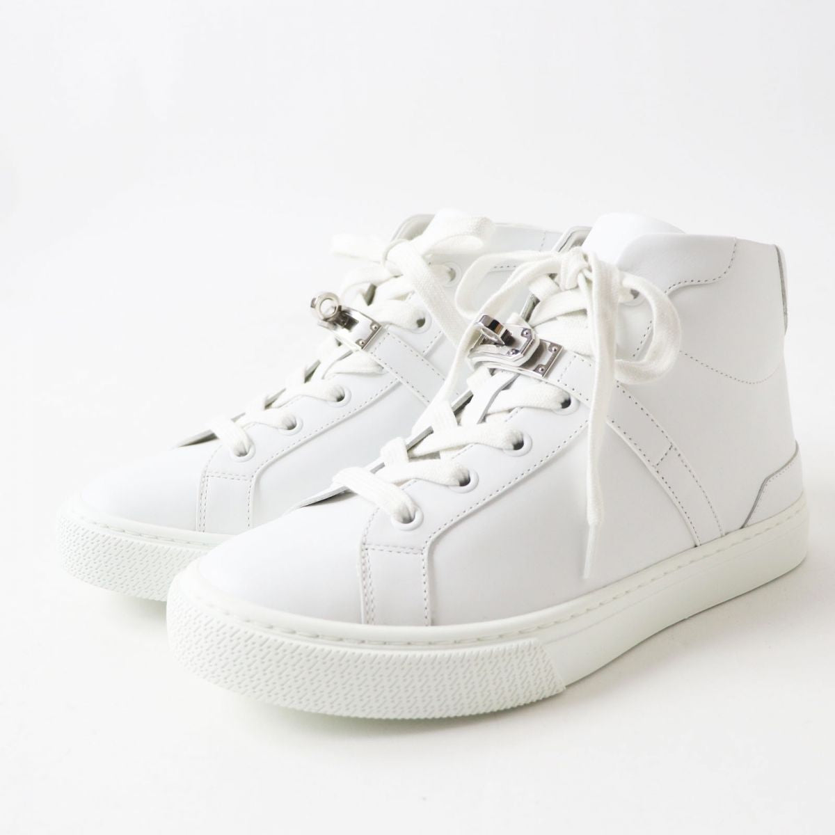 HERMES sneakers Part: Leather, Part: Kelly Metal White xSilver Metal Women 36.5 d