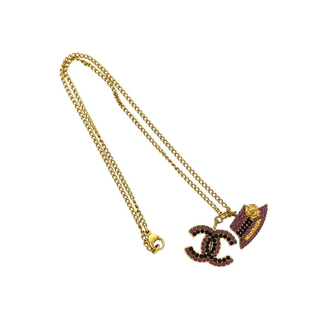Chanel Coco Mark Hat Motif Necklace Pendant Accessory
