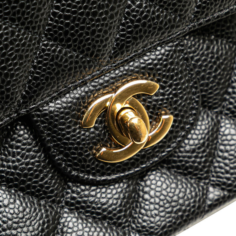 Chanel Coco Mark Double Flap Caviar Shoulder Bag