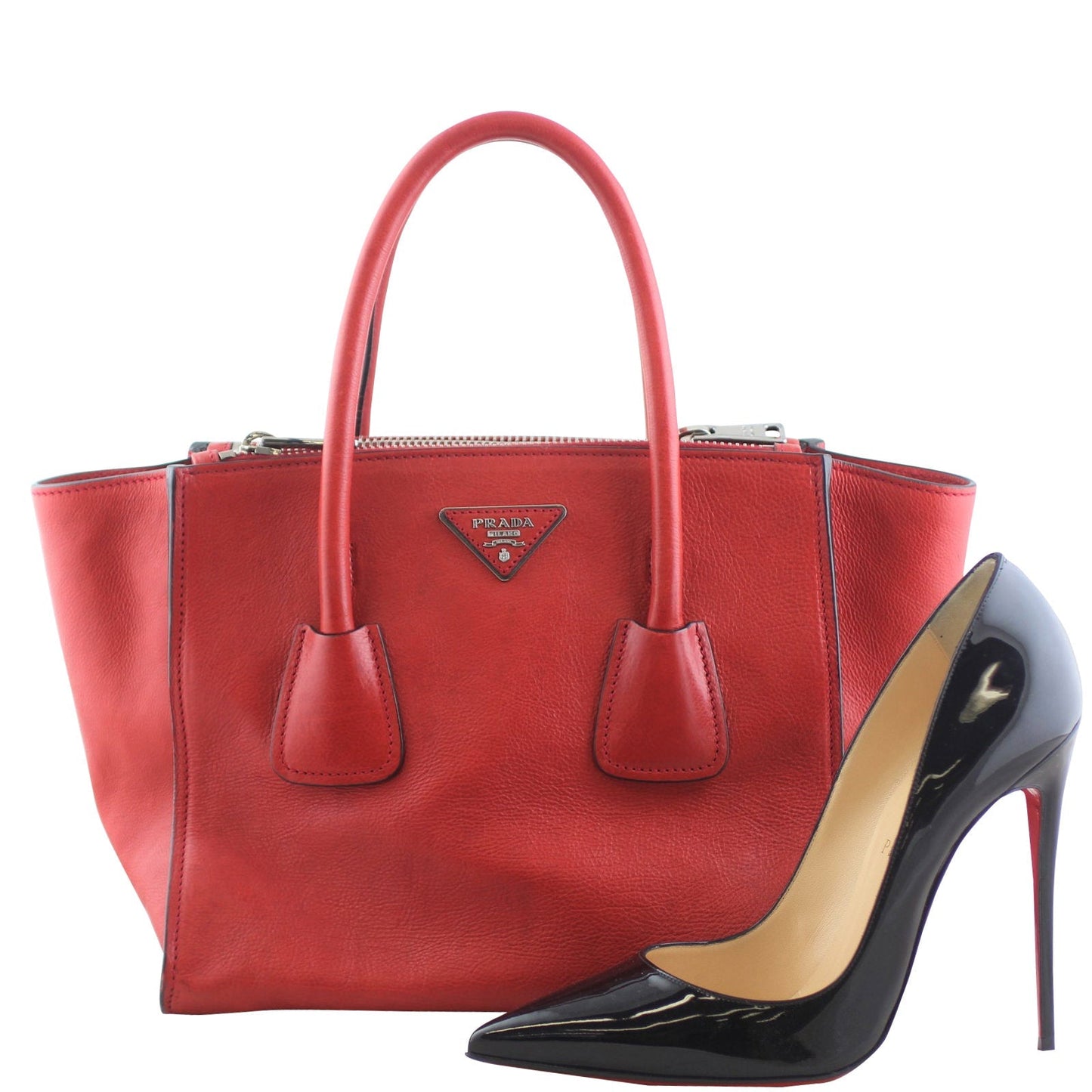Prada Twin Pocket Glace Calfskin Tote Small