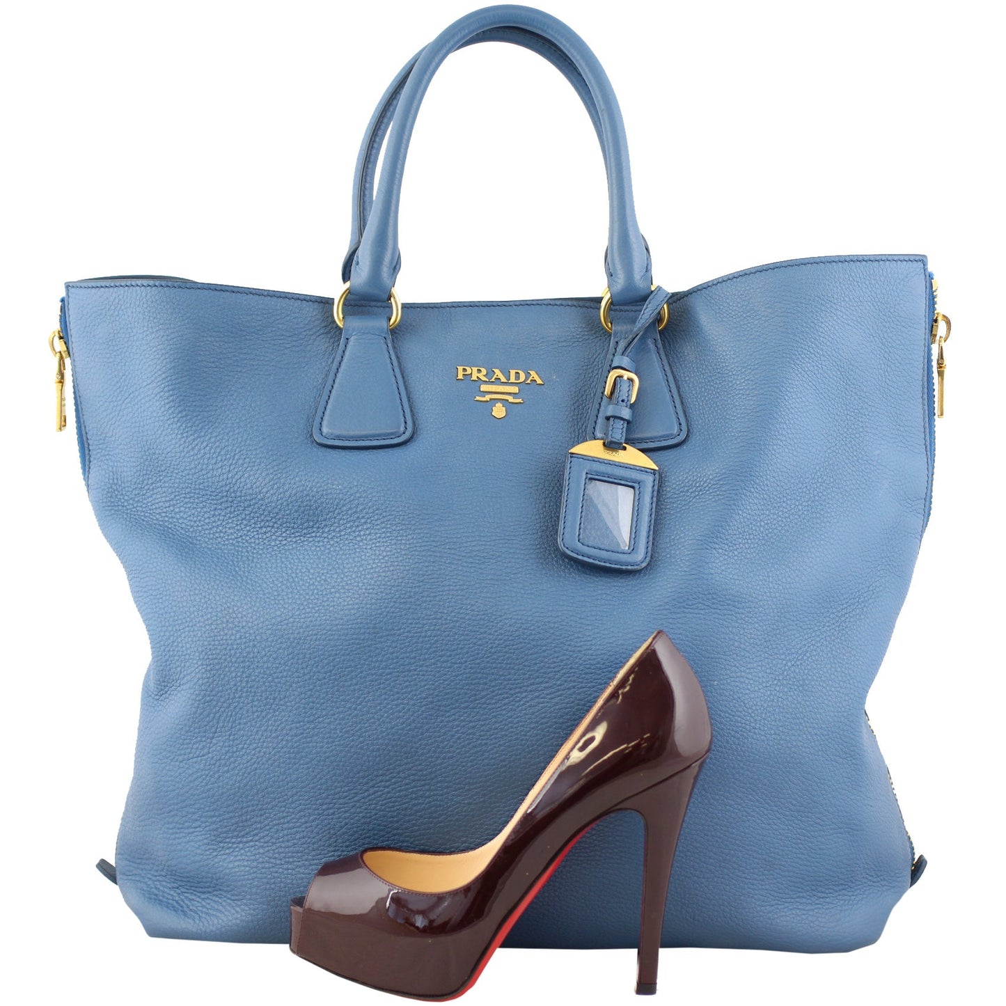 Prada Vitello Daino Large Expandable Shopper Tote
