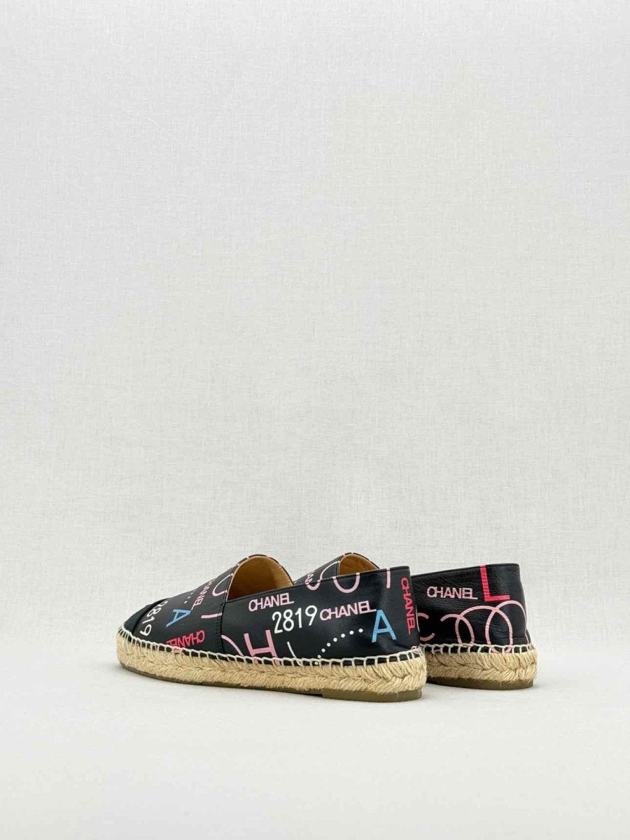 CHANEL Espadrille Black Multicolor Size EU 39 Flats