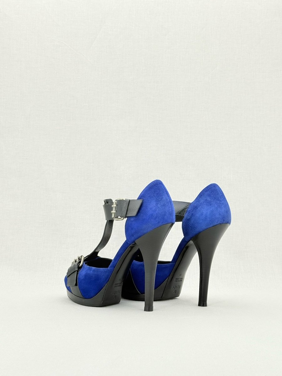 FENDI Blue & Black Size EU 39 Heeled Sandals