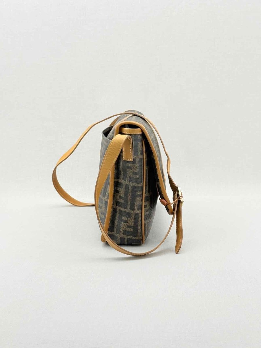 FENDI Flap Bronze & Black Zucca Shoulder Bag