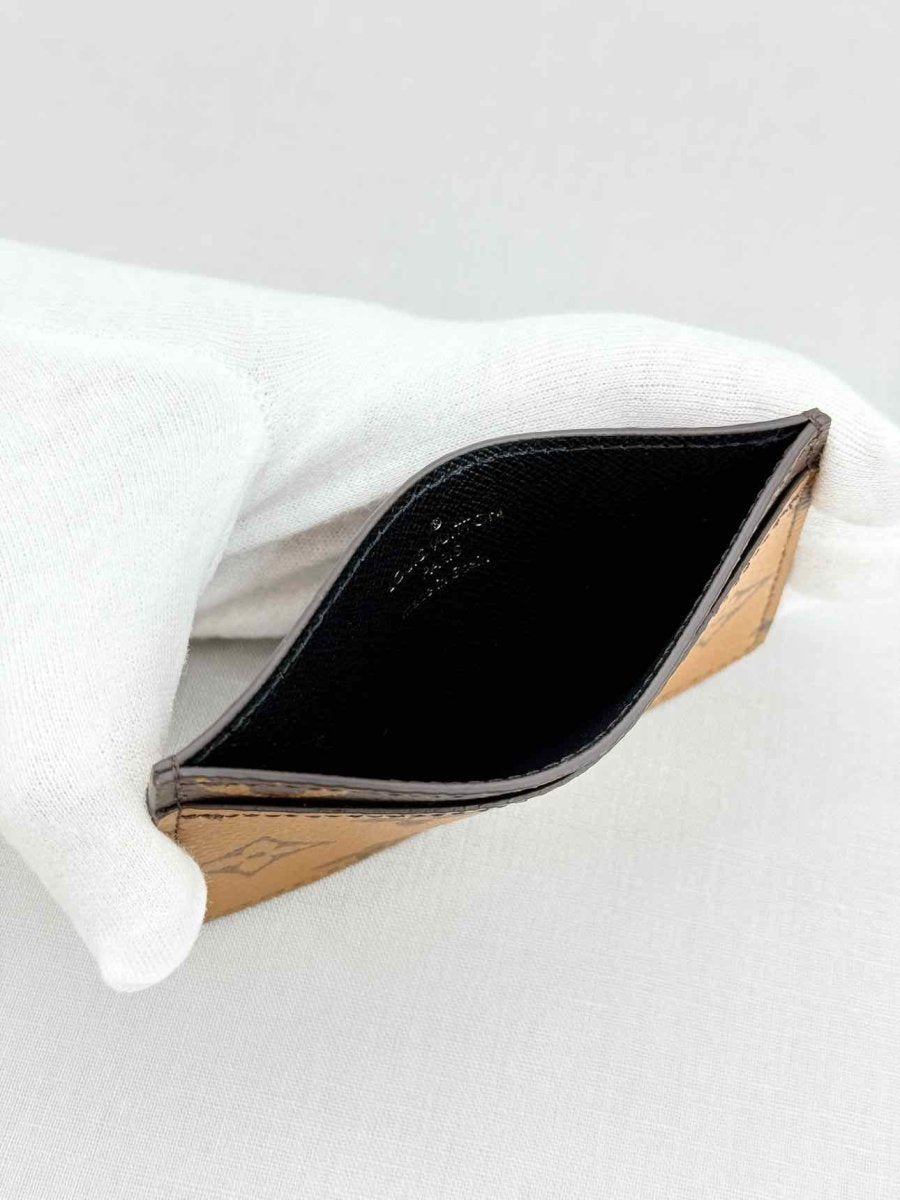 LOUIS VUITTON Beige & Brown Card Holder