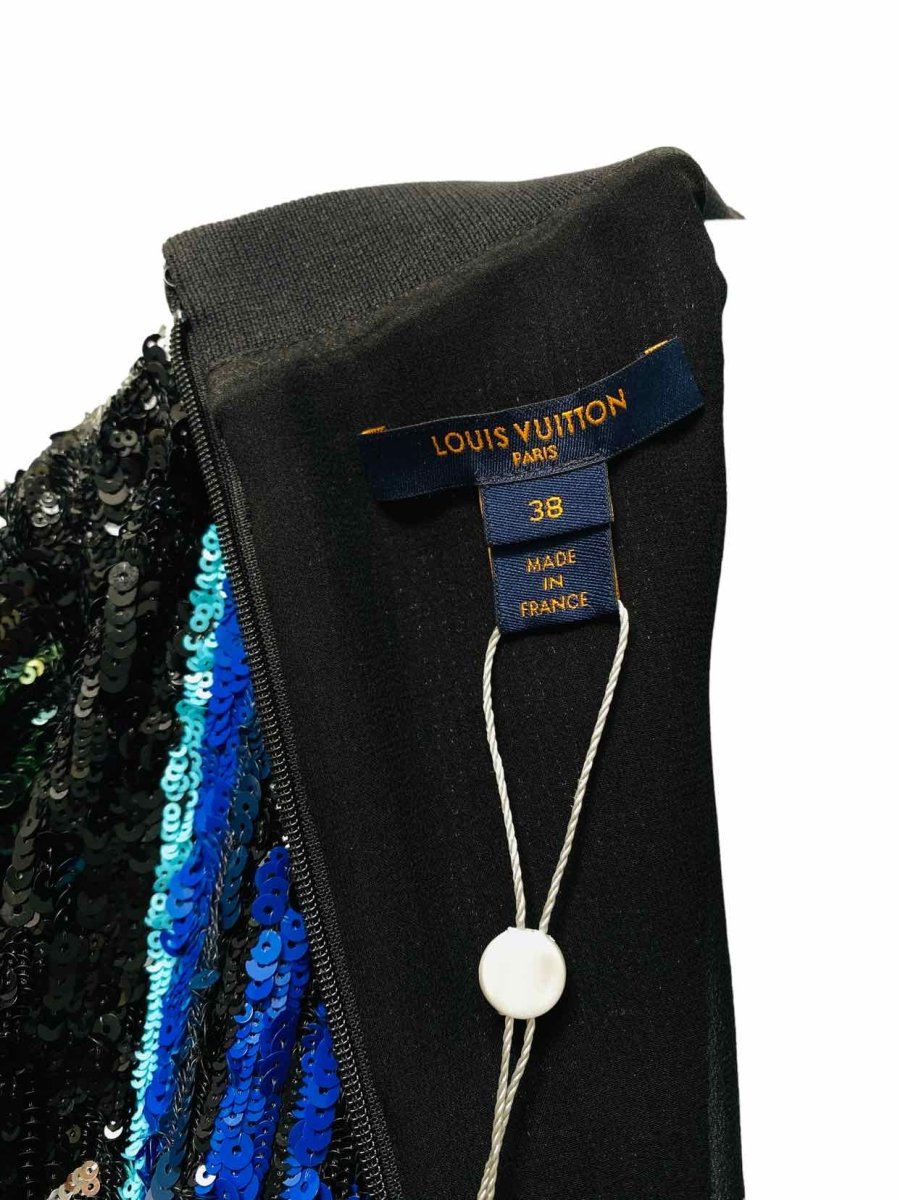 LOUIS VUITTON Black Multicolor Size US 6 Short Dress