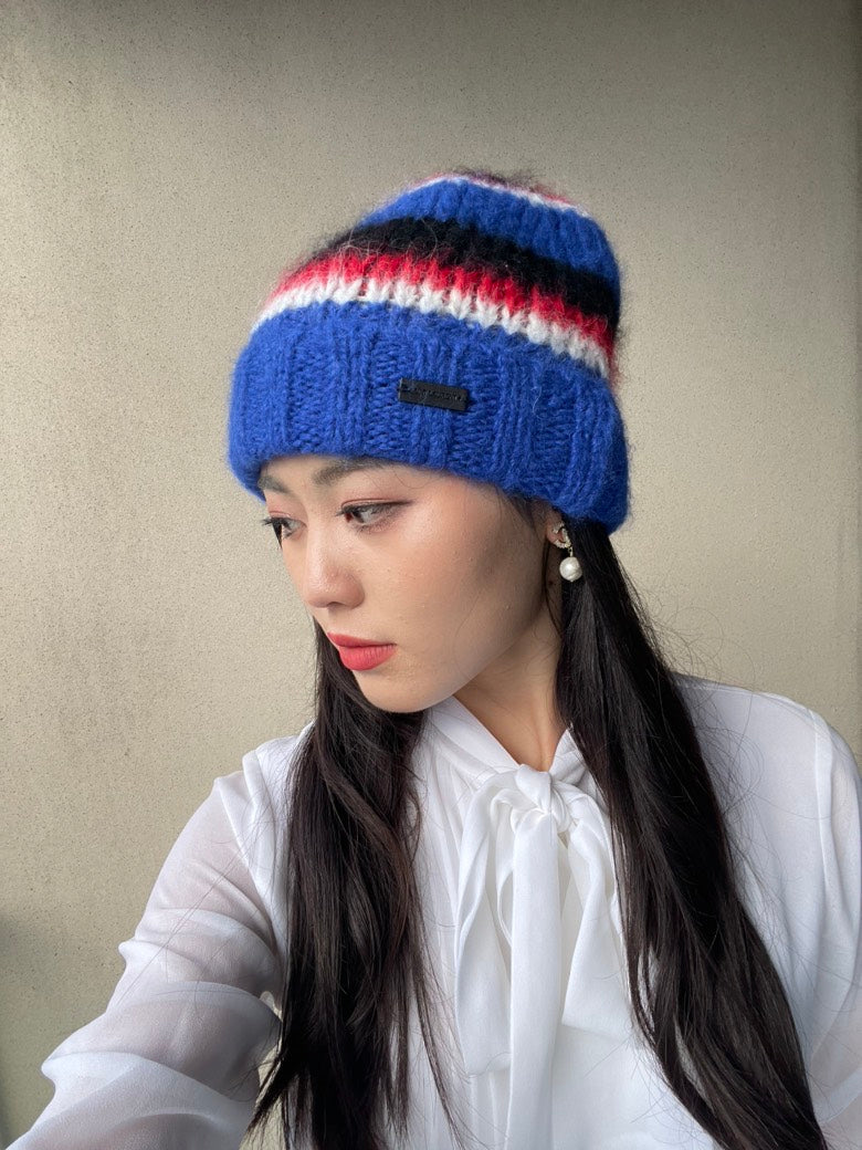 Saint Laurent Bonnet Maille Beanie Blue Winter Accessories