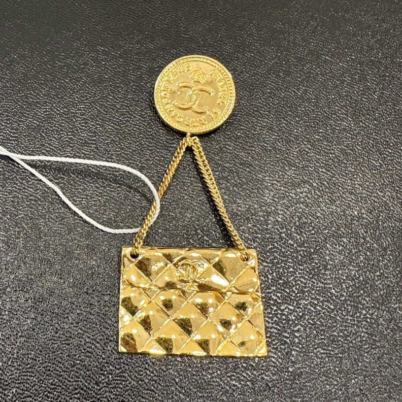Chanel Gold Flap Bag Brooch - Small Size