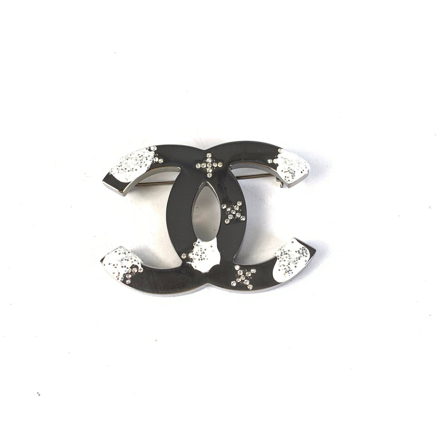 Chanel Brooch B-1951 Black Silver Jewelry