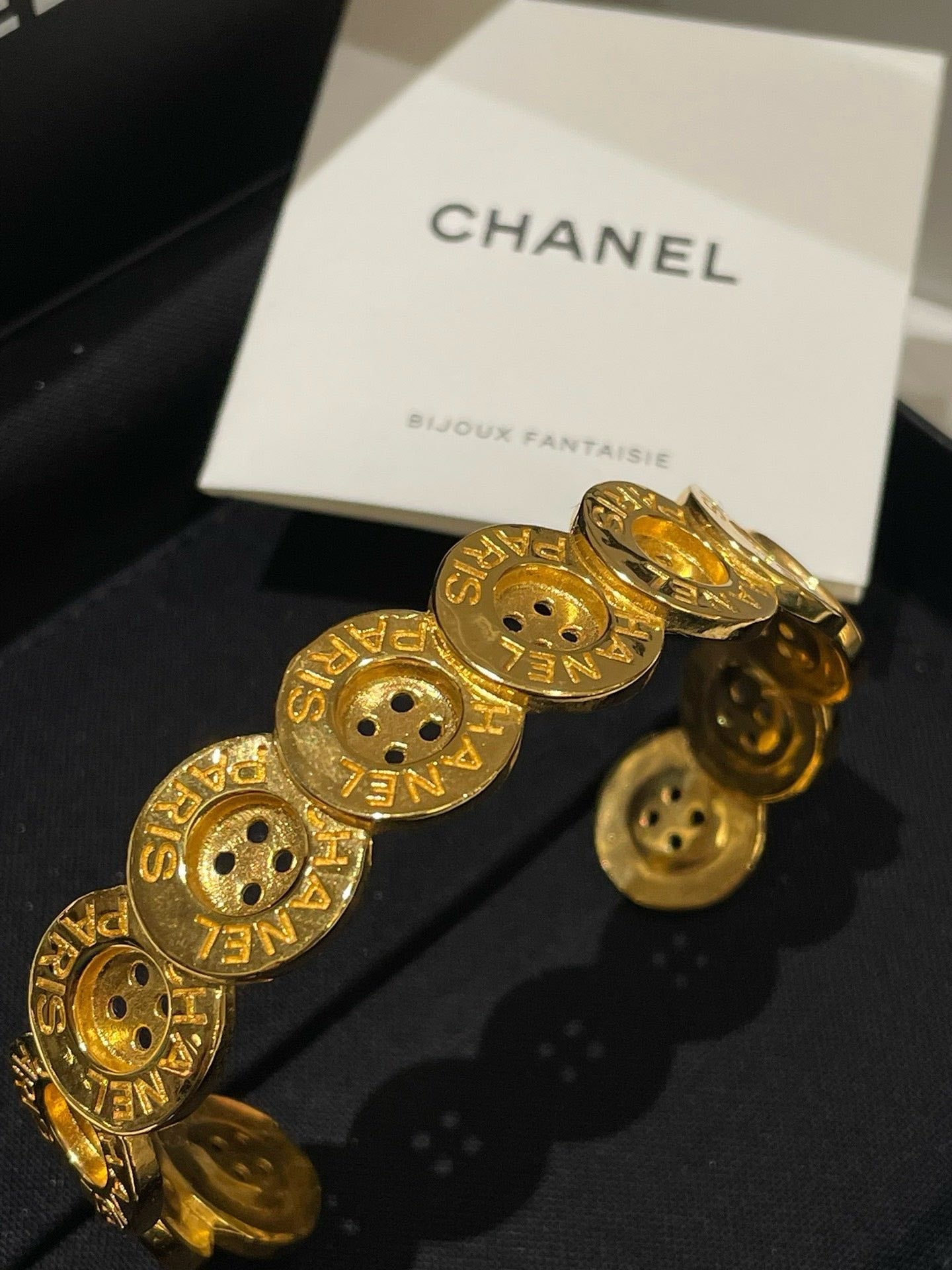 Chanel Button Bracelet Gold Charm Bracelet 17cm