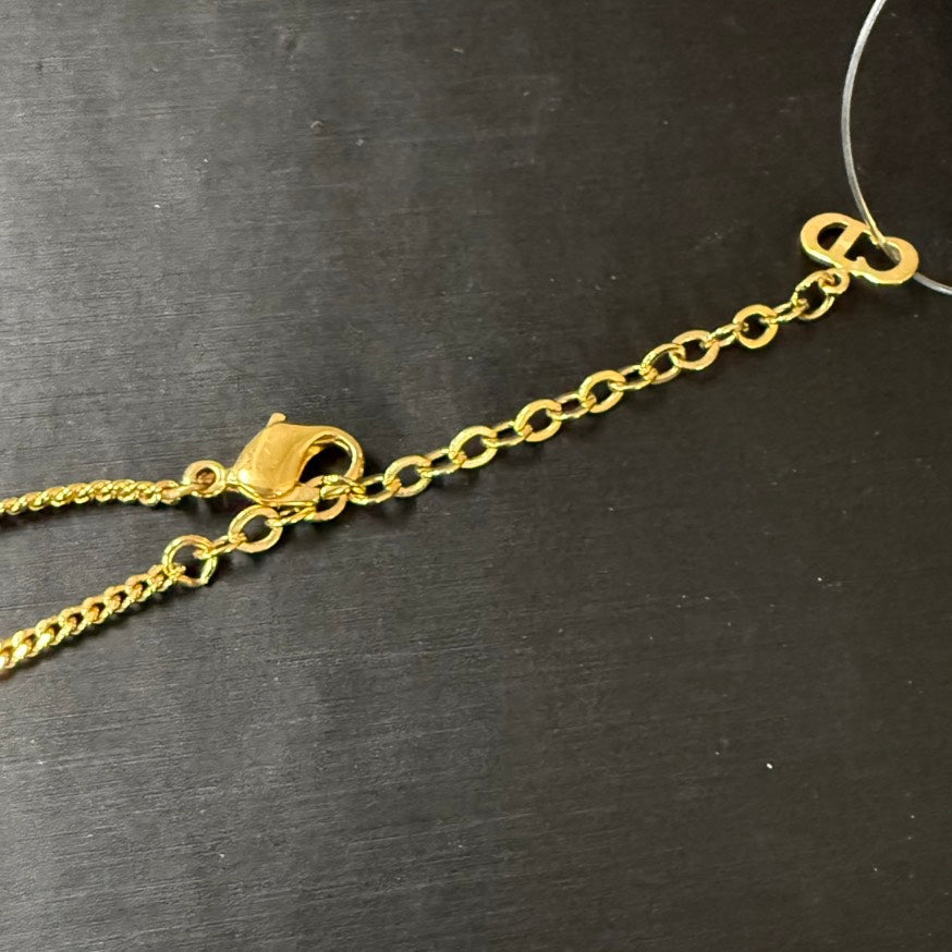 Dior Rhinestone Gold Necklace 39-44cm