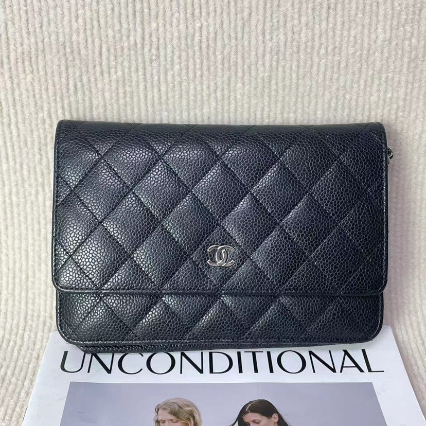 Chanel WOC Wallet On Chain Black Leather Clutch 5020705