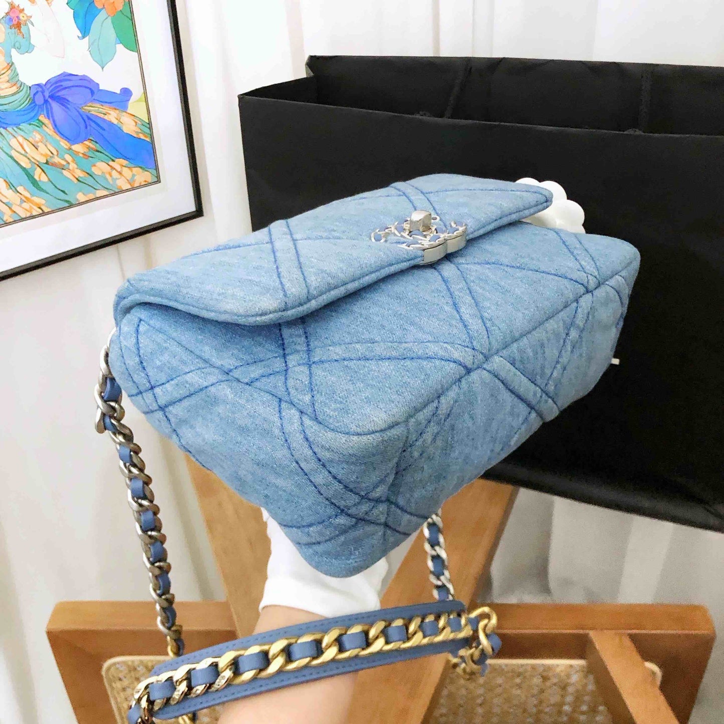 Chanel 19 Bag Denim Shoulder Bag - Blue Designer Handbag